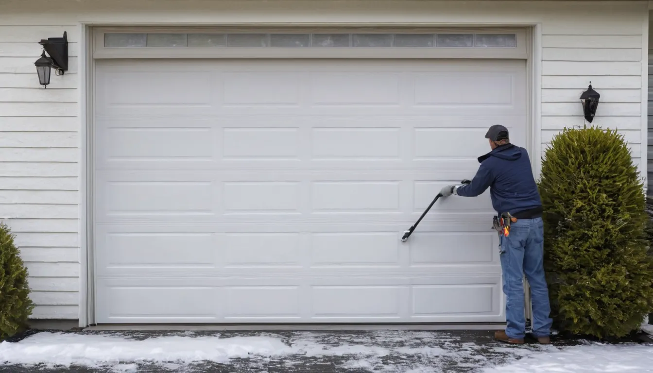 Local garage door provider replacing a torsion spring above a home garage door in Methuen Town